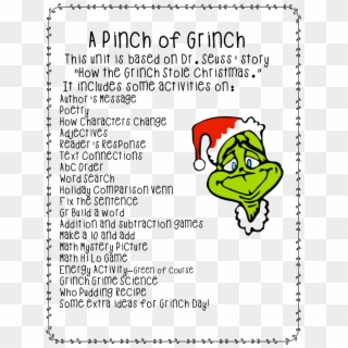 A Pinch Of Grinch Unit - Christmas Dr Seuss Poems, HD Png Download