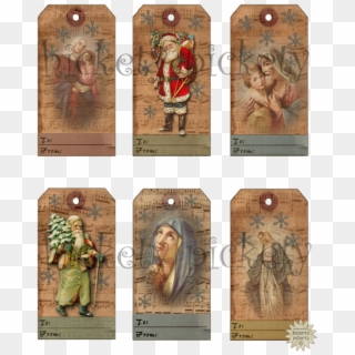 Digital Christmas Gift Tags With Antique Santa Claus, HD Png Download