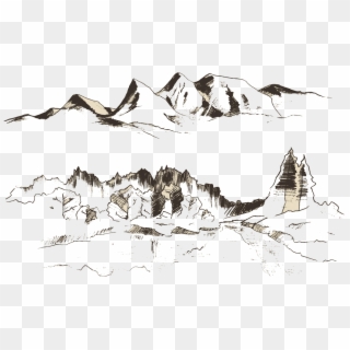 Drawn Mountain Mountain Range - Vector Graphics, HD Png Download