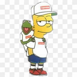 Bart Simpson, Kermit The Frog, Supreme, Human Behavior, - Kermit And Bart  Supreme, HD Png Download - 628x1240(#3219679) - PngFind