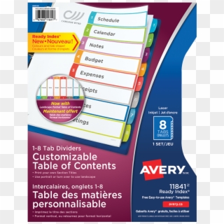 Avery® Ready Index® Customizable Table Of Contents - Avery Séparateur, HD Png Download