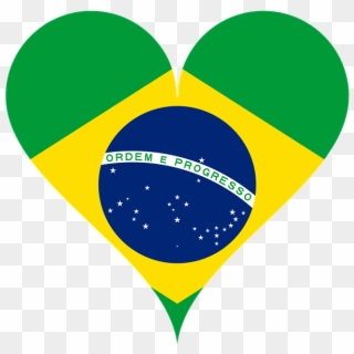 Heart, Love, Flag, Brazil, Heart Shaped - Flag Of Brazil, HD Png Download