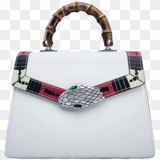 Gucci Snake Pattern Leather Bamboo Top Handle Bag - Handbag, HD Png Download