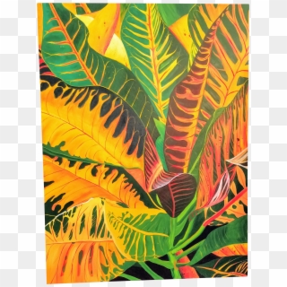 Vintage Tropical Croton Leaf Tree Oil Painting On Chairish - Croton Leaves Illustration Png, Transparent Png