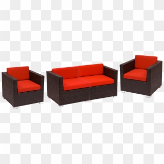 4-piece Synthetic Wicker Sofa Set With Cushions - Kursi Sofa Rotan Sintetis, HD Png Download