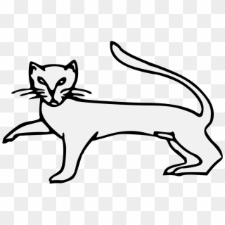 Domestic Cat Traceable Heraldic Art Line Transparent - Cartoon, HD Png Download