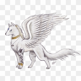 Drawn Werewolf Wing - Wolf With Wings Drawing, HD Png Download