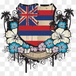Hawaiian Flowers Emblem - Hawaii Flag, HD Png Download