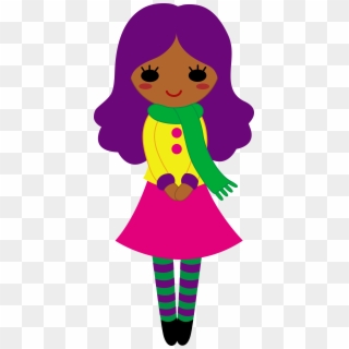 Related Image Of Temporary Little Girl Clipart Cowgirl - Cartoon Girl With Purple Hair, HD Png Download