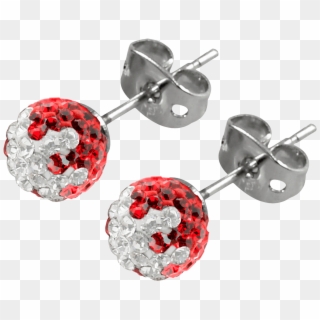 Bonbon Red & White Crystal Ball Earrings With Titanium, HD Png Download