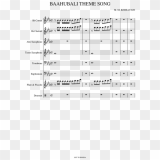 Baahubali Theme Song Sheet Music For Clarinet, Trumpet, - Bahubali Theme Piano Sheet Music, HD Png Download