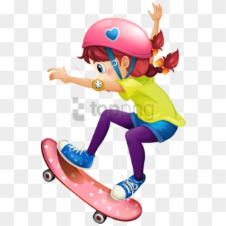 Free Png Skateboard Girl Png Image With Transparent - Girl On Skateboard Clipart, Png Download
