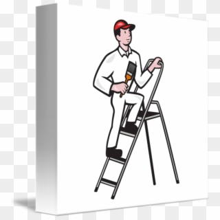 House Painter Standing - Painter Standing On Ladder, HD Png Download