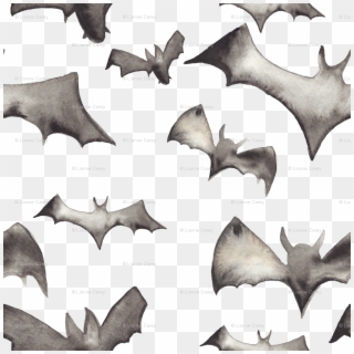 Watercolor Bats -large 800 Dpi Fabric, HD Png Download