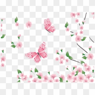 Spring Clipart Transparent Background - Pink Butterfly Flower Png, Png Download