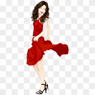 Lady In Red Dress Png, Transparent Png