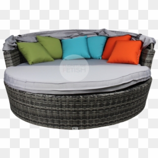 Round Bed - Oval Rattan Canopy Daybed, HD Png Download
