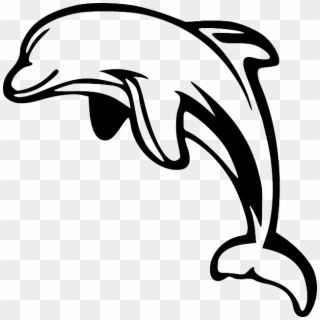 Dolphin Clipart Black And White Dolphin Leaping White - Dolphin Logo Black And White, HD Png Download