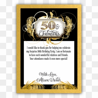 Thank You Labels For Birthday Party Png - 50th Birthday Thank You Message, Transparent Png