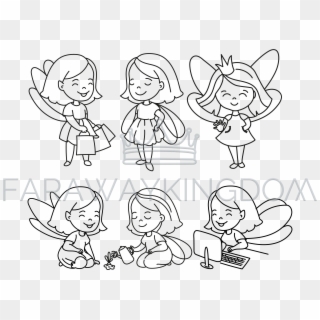 Doodle Girls Cartoon Woman Lifestyle Vector Illustration - Line Art, HD Png Download