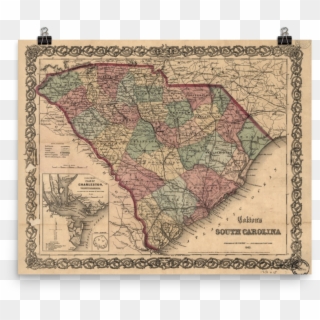 1865 South Carolina Map - Civil War Map Of South Carolina, HD Png Download