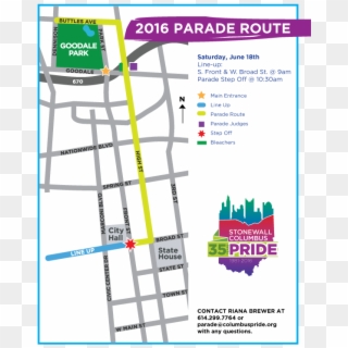 Columbuspride - Org - Columbus Pride Parade Route, HD Png Download