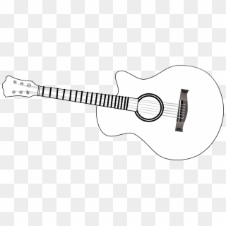 Guitar Outline Clip Art Black And White - Acoustic Guitar, HD Png Download