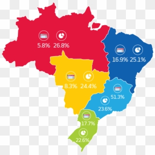 Infográfico Do Total De Agências E Market Share Do - Mapa Do Brasil Pib, HD Png Download
