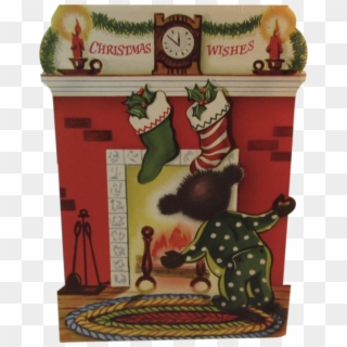 1950s Christmas Bear Stand Up Greeting Card Stockings - Cartoon, HD Png Download
