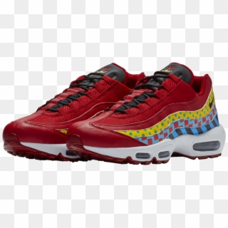 Unique Patterns And Logos Land On This Nike Air Max - Nike Air Max 95 Gym Red Black White, HD Png Download