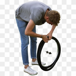 Changing Tyre - Bike Repair Cut Out, HD Png Download