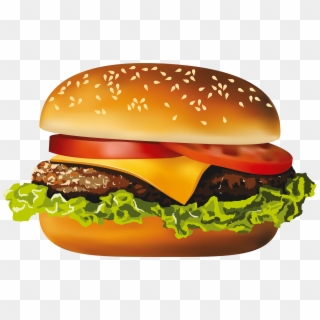 Free Hamburger Clipart With Transparent Background - Hamburger With Cheese Lettuce And Tomato, HD Png Download