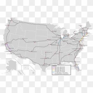 S High Speed Train Map Puts U S Transportation To Shame - Railroads Through Time In The Us, HD Png Download