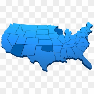 Us Map Blue Png - United States Map Png 3d, Transparent Png
