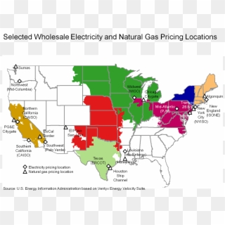 Selected Wholesale Electricity And Natural Gas Pricing - Map, HD Png Download