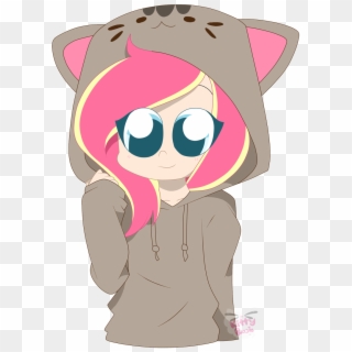 My Strawberry Oc In A Pusheen Hoodie - Cartoon, HD Png Download