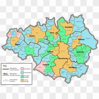 Gtr - Manchester - Postcode Map Greater Manchester, HD Png Download