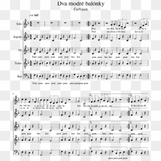 Dva Modré Balónky Sheet Music For Piano, Other Woodwinds - Legend Of Korra Fresh Air Violin Sheet Music, HD Png Download
