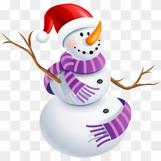Snowman With Purple Scarf Png Picture - Snowman Png, Transparent Png