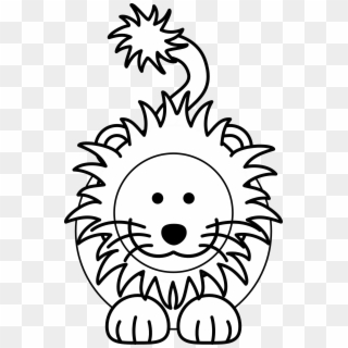 A Child's Drawing Of A Lion - Cartoon Lion Clipart Black And White, HD Png Download