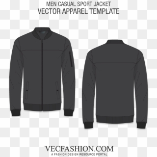 Apparel Templates Fashion Design Services Men Casual - Windbreaker Black Jacket Template, HD Png Download