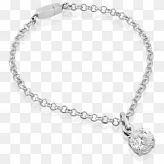 Sterling Silver Chain Bracelet With Sparkling Clear - Chain, HD Png Download