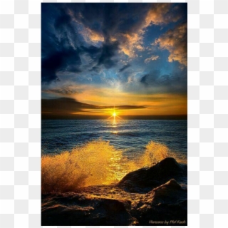 #sunset #beach #nature #clouds #sky #sun #yellow #blue - Blue Sunset, HD Png Download