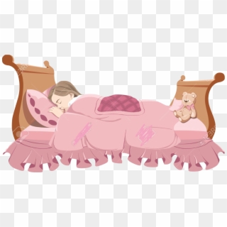 Sleeping Girl In Bed Clipart, HD Png Download