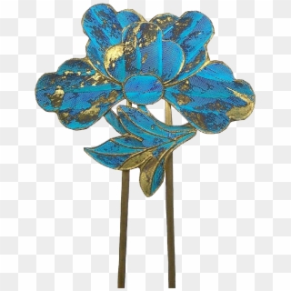 Chinese Kingfisher Feather Hair Pin With Lotus Flower - Chinese Kingfisher Hair Ornaments, HD Png Download