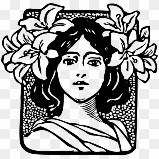 This Free Icons Png Design Of Flowers In Her Hair - Woman Art Nouveau Png, Transparent Png