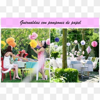 Decoración De Exterior Con Guirnaldas De Pompones De - Garden, HD Png Download