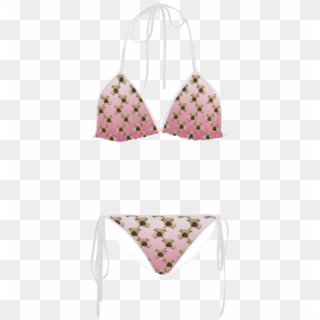 Cute Pugs On Pink Gradient Background Custom Bikini - Bikini, HD Png Download