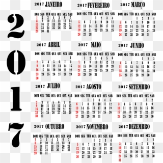 Calendã¡rio 2017 1 - Calendar 2018 Greeting Cards, HD Png Download