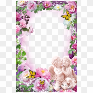 Flower With Angels - Flowers Frame For Photoshop, HD Png Download